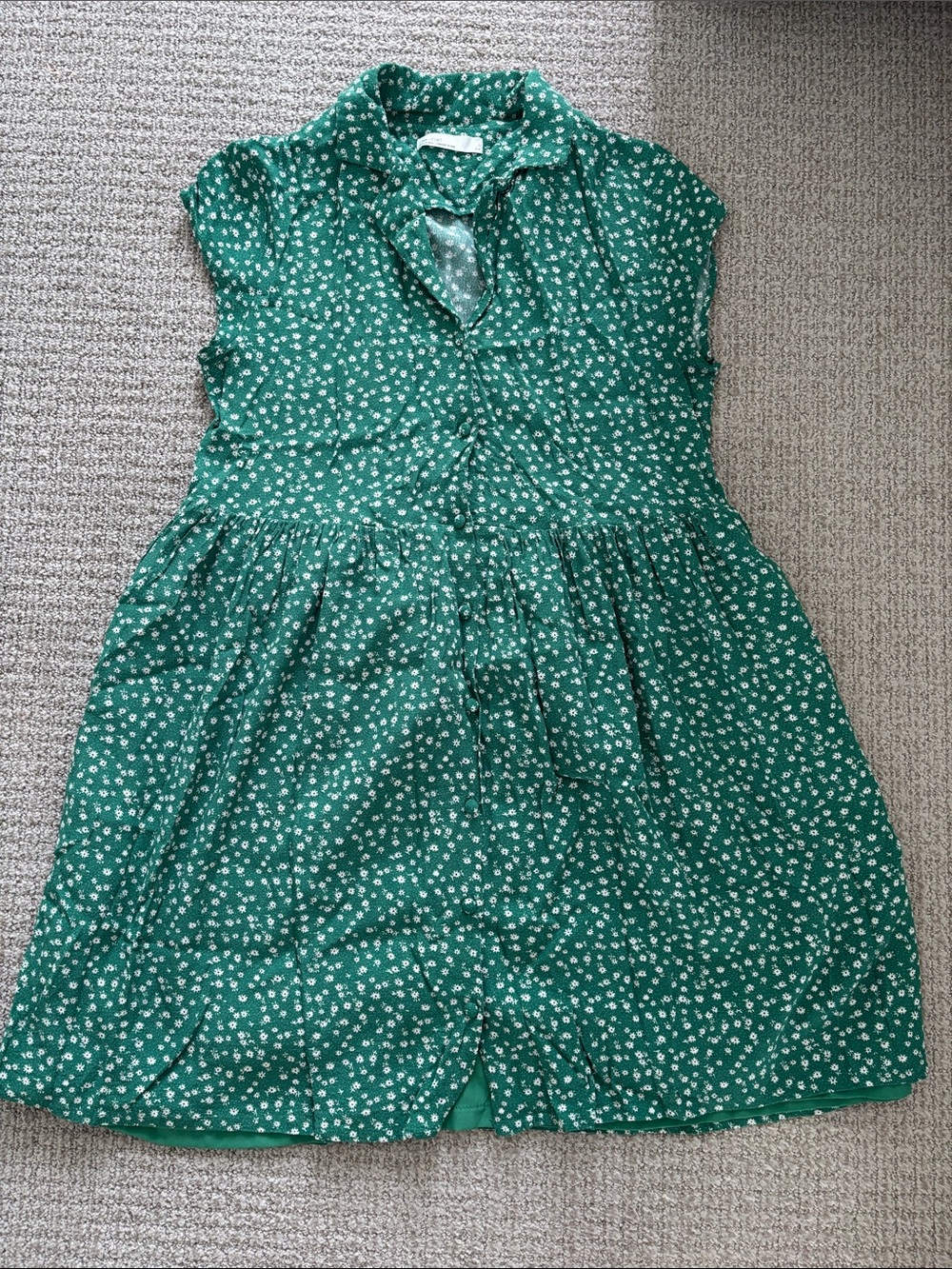 OAK + FORT Green Floral Button-Front Dress